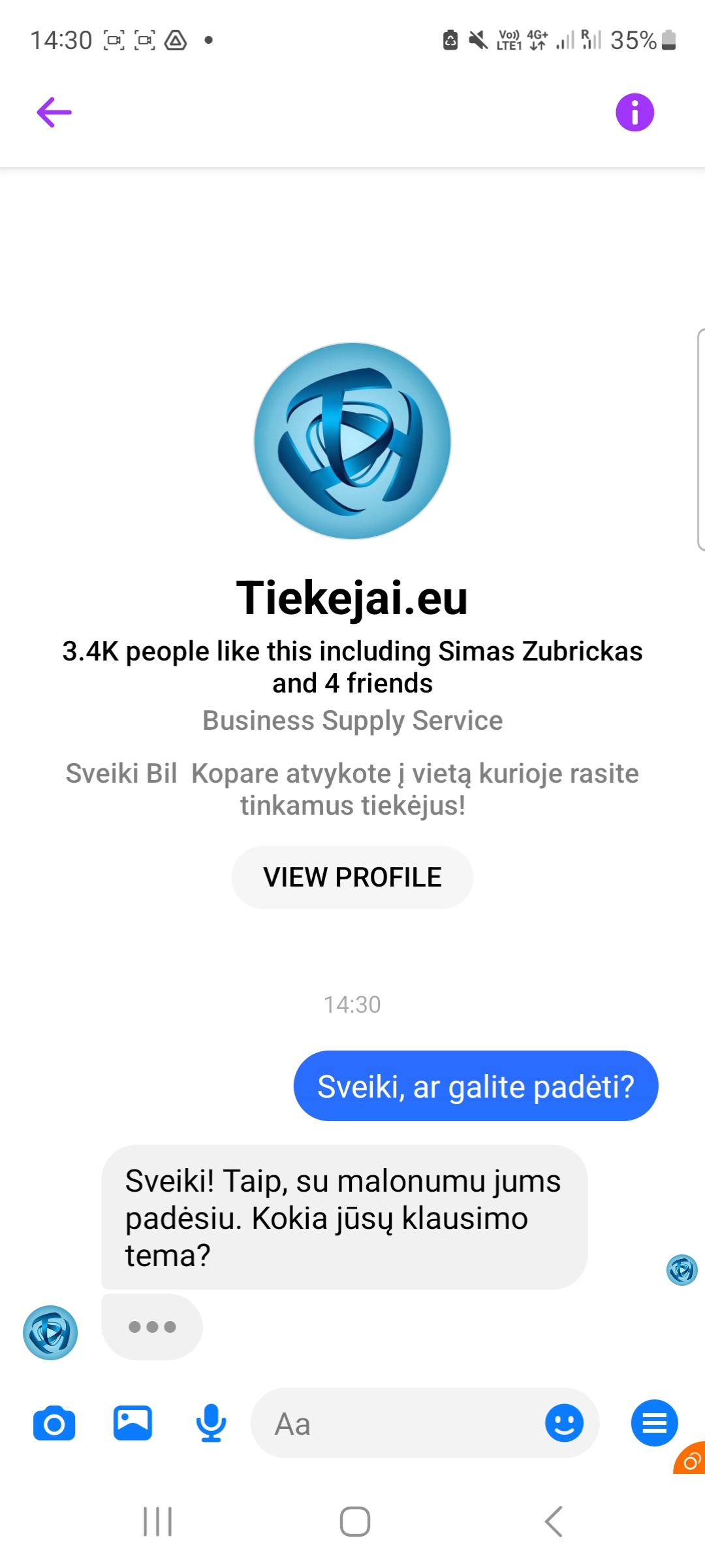  Messenger DI pokalbiai